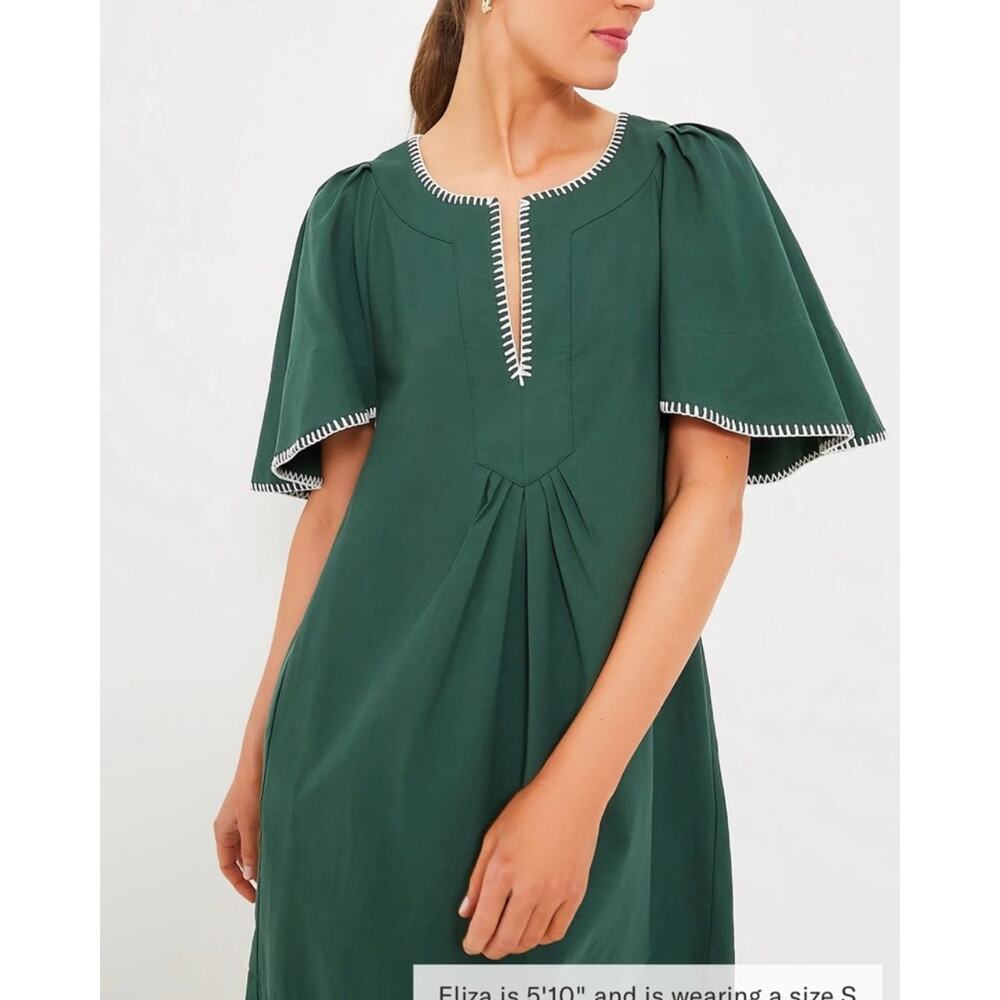 Tuckernuck Forest Green Mini Dress with White Accents